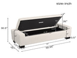50" Ottoman Bench in Textured Boucle, Rectangular Design with Hinged Lid for Seating, Footrest, and N767P268309W