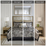 12 Piece Comforter Set with Cotton Bed Sheets Black Cal King B035128821