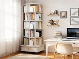 6 Tier Rotating Bookshelf, 360&deg Display Round Spinning Bookshelf with Wheels and Drawer, 85969050