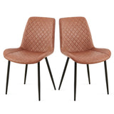 ZUN Brown Leathaire Dining Chairs Set of 2,Mid-Century Modern Leathaire Chairs Kitchen Living Room W1164P225828