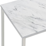 ZUN White Faux Marble and Satin Nickel Coffee Table B062P145583