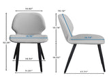 Light Grey Leather Dining Chair with Metal Legs, Shell Shape Upholstered Chair Set of 2 for Kitchen, T3967P484971