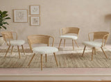 Wicker dining chairs - 4-piece set - Farmhouse soft padded cane back kitchen chair with sponge W3590P453802