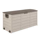 ZUN 75gal 260L Outdoor Garden Plastic Storage Deck Box Chest Tools Cushions Toys Lockable Seat 98777319