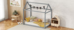 ZUN Twin Size Wooden House Bed, Gray 53194828