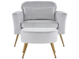 Half Disassembled Single Chair With Gold Feet And Pedals Flannelette Indoor Leisure Chair Light Gray 57652895