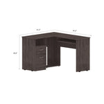 ZUN Smokey Oak 2-Drawer 1-Shelf L-Shaped Computer Desk B06280387