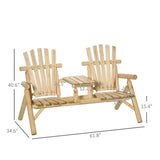 Wood Patio Chair Bench with Center Coffee Table/Garden chairs/courtyard chairs 59075108