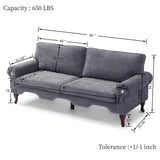 80-Inch Modern Velvet 3 seat Sofa with Wooden Legs & Crystal button and Copper Nail, Tufted W1117P268793