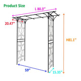 Metal Garden Arch L80.3'' x W20.47'' x H81.1'' Climbing Plants Support Rose Arch Outdoor Black W1586P148590