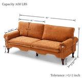 80-Inch Modern Linen 3 seat Sofa with Wooden Legs & Crystal button and Copper Nail, Tufted Backrest, W1117P268791