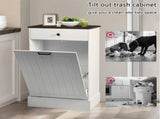 Tilt Out Trash Can, Hidden Wooden Trash Can with Drawer, Free Standing Garbage 66903259