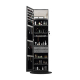 Jewelry Cabinet Armoire with Full Length 360&deg Rotating, Lockable Storage Cabinet, Interior W3406P340421