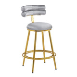 ZUN 27.65'' Modern Counter Stools Set of 2,Dark gray velvet Counter Stools with iron Frame,Soft back and N780P194940G