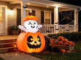 5ft Animated Halloween Inflatable Pumpkin with Rising Ghost, 2 Built-in LED Lights, Self-Inflating 54238430