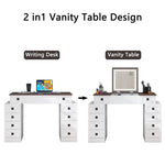 ZUN Vanity Desk with Dimmable LED Light with 10 Drawers, Makeup Table with Flip Up Mirror for W760P206128