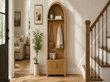 Arched Top Hall Tree with Bench and Shoe Storage,mudroom bench with storage,70.3"Arch Coat Rack with 81770398
