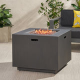 ZUN 33" Outdoor Iron Square Propane Fire Pit, Tank Inside, Brushed Brown - 50,000 BTU 62837.00BRN-50K