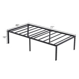 ZUN 190.5*96.5*45.7cm Bed Height 18'' Simple Basic Iron Bed Frame Iron Bed Black 99872942