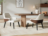 Indoor Dining Chair Set of 2, Beige & Brown Two-Tone Fabric Armchair with Sturdy Frame, Modern N779P370716L