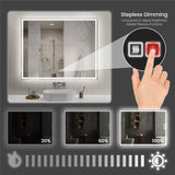 60"x48" Modern LED Smart Mirror with Hiden Light Bathroom Mirror, Front Lit & Back Lit With 3 Color T3177P284028