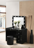 1pc Glam Contemporary Upholstered Round Swivel Vanity Stool Button Tufted Seat Black B2741P322610