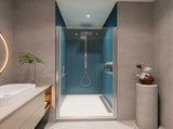1 3/8" adjustment,universal pivot shower door, open outside, with 1/4" tempered glass finish 3672 W2122131056