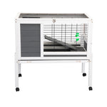 ZUN Wooden Rabbit Hutch with Wheels, Indoor/Outdoor Pet House with Pull Out Tray - Gray and White W2181P153133