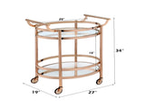 Lakelyn Clear Glass & Rose Gold Finish Serving Cart B2726P408080