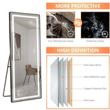 64 inch x 21 inch full-length vertical mirror with LED light, illuminated floor mirror with bracket, W2709P305306