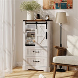 White Farmhouse Accent Cabinet - Barn Door 2 Drawers Adjustable Shelves 21927553