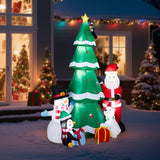 7.5FT Lighted Christmas Inflatable Decoration, Inflatable Christmas Tree with Santa and Snowman, 00586635