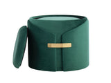 Contemporary Nesting Ottoman Set in Green Velvet with Gold Metal Accent Pieces B202P223722