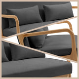 Leisure Chair with Solid Wood Armrest and Feet, Mid-Century Modern Sofa,2 seat 64077015