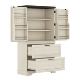 Modern Farmhouse Style Wooden Cabinet with Sturdy Frame with Inside Door Storage Divider with W1580P257493