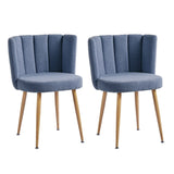 Modern haze blue dining chair with iron tube wood color legs, shorthair cushions and W234P181853