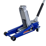 Low level steel vehicle floor standing hydraulic jack with dual piston rapid lift pump, capacity of 06381776