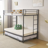 Twin Over Twin Bunk Bed with Trundle, Triple Bunk Beds for Kids Teens Adults, Metal Bunk Bed with 95087279