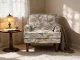 Accent Chair, Floral Armchair, Nailhead Trim, Gold and Grey Decor, Solid Wood Legs, Farmhouse W5568P445701