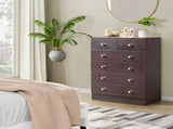 25.98*12.99"*35.04 5-Tier 6-Drawer Cabinet Drawer Dresser with Gold Handles Brown 17234498