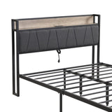 Full Size Metal Platform Bed Frame with upholstery storage function Headboard and USB LINER and W311133412