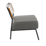 Fiji Contemporary Accent Chair in Grey Faux Leather with Walnut Wood Accent by LumiSource B202P223854