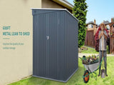 6x8FT Galvanized Steel Outdoor Storage Shed with Lockable Double Doors, Metal Lean to Shed with Free W2556P295413