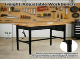 48/60/70 Inch Adjustable Workbench with Power Outlet Heavy Duty 2500 LBS Load Capacity Hardwood Work W5072P469291
