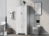 Tall and Wide Storage Cabinet with Doors for Bathroom/Office, Three Drawers, White 17634715