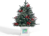 2 Pack 3FT Pre-Lit Snow Flocked Christmas Trees, Green PVC PE Pine Needle Foliage with 264 Tips, Red 09524057