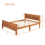 Full Size Wood Platform Bed with Headboard and Wooden Slat Support WF289141AAL