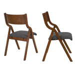 ZUN Upholstered folding Dining chair, space saving, easy to carry, Dining Room, 2-Pack-Grey+Walnut 81278018