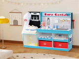 Blue Wooden Doctor Office Playset with X-ray ECG Monitor Sink Height Measurer for Toddlers 3-6 41671633