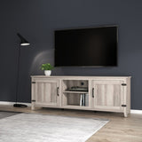 ZUN TV Stand Storage Media Console Entertainment Center With Two Doors, Grey Walnut; with fireplace W881P245532